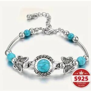 Silver and Turquoise Butterfly Bracelet